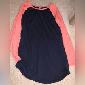 Size L pink blush maternity baseball style long sleeve top